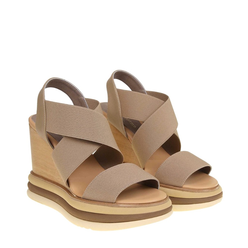 Paloma Barcelo Tan Wedge Shoes with Modern Design